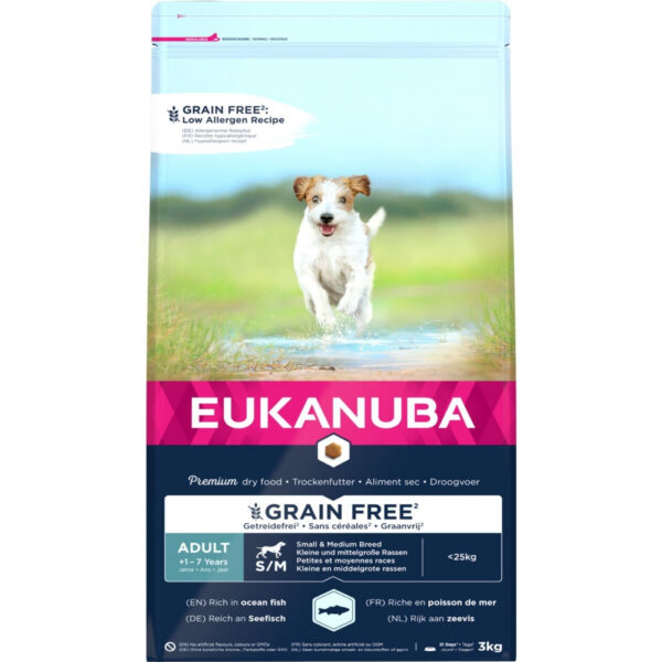 Eukanuba Dog Grain Free Adult Small & Medium Breed Ocean Fish (3 kg)
